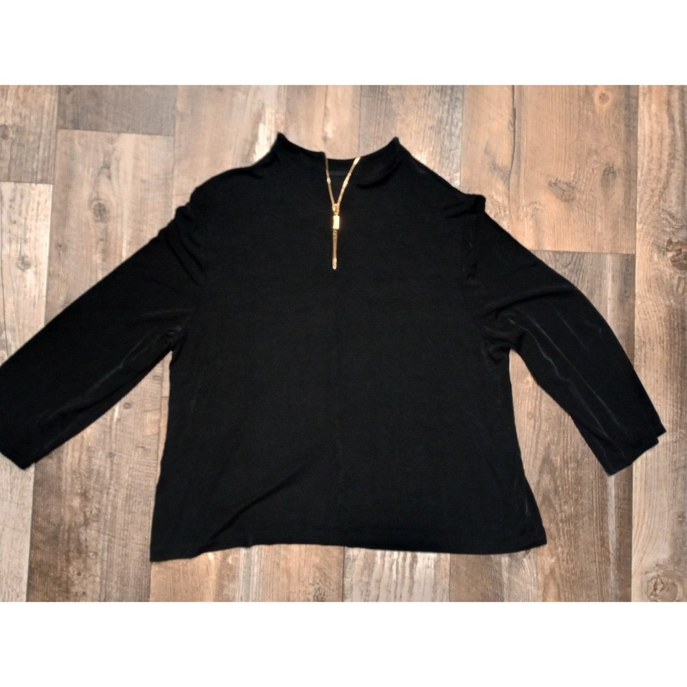 Travelers by Chico's Women's Black Zip Back Blouse, Size 2 (Large) - Picture 2 of 7